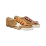 Golden Goose True-Star in tobacco-colored suede with white star and platinum heel tab(Women's) - Image 5