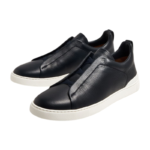 Zegna Navy Blue Deerskin Triple Stitch - Image 4