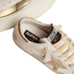 Golden Goose Super-Star with gold sparkle foxing and metal stud lettering(Women's) - Image 4