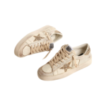 Golden Goose Stardan in ecru nappa leather with gold glitter star and heel tab(Women's) - Image 3