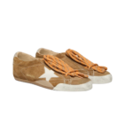 Golden Goose True-Star in tobacco-colored suede with white star and platinum heel tab(Women's) - Image 4