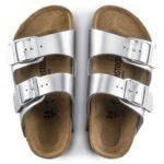 Birkenstock Arizona Children's Percoflor - Electroplated Silver with a Metallic Sheen - Image 6