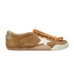 Golden Goose True-Star in tobacco-colored suede with white star and platinum heel tab(Women’s)