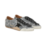 Golden Goose True-Star in silver sequins with black star and silver leather heel tab(Women's) - Image 3