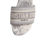 Dway Slide Gray Embroidered Cotton and Toile de Jouy Motif - Image 2