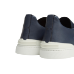 ZEGNA NAVY BLUE DEERSKIN TRIPLE STITCH™ SNEAKERS - Image 5