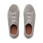 Zegna Grey Mélange Suede Triple Stitch™ Sneakers - Image 3