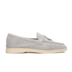 Loro Piana light gray Suede Summer Charms Walk Loafers
