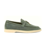 Loro Piana Green Suede Summer Charms Walk Loafers