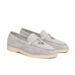 Loro Piana light gray Suede Summer Charms Walk Loafers - Image 2
