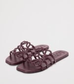 LOEWE Leather Petal Anagram Sandals Dark Burgundy - Image 2