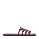 LOEWE Leather Petal Anagram Sandals Dark Burgundy