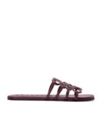 LOEWE Leather Petal Anagram Sandals Dark Burgundy