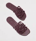 LOEWE Leather Petal Anagram Sandals Dark Burgundy - Image 3