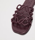 LOEWE Leather Petal Anagram Sandals Dark Burgundy - Image 4
