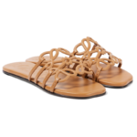 '- LOEWE Petal Anagram slide in soft calfskin Camel - Image 3