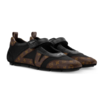 LV Sneakerina Mary Jane Boack with Brown Monogram Logo - Image 2